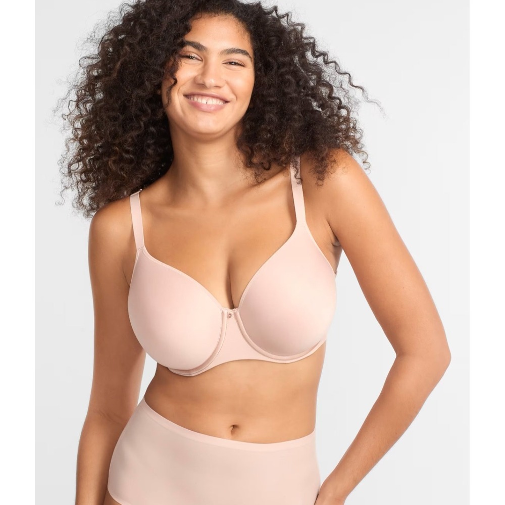 New Chantelle T-Shirt Bra 34H Comfort Chic Back Smoothing Full Coverage Nude NWT